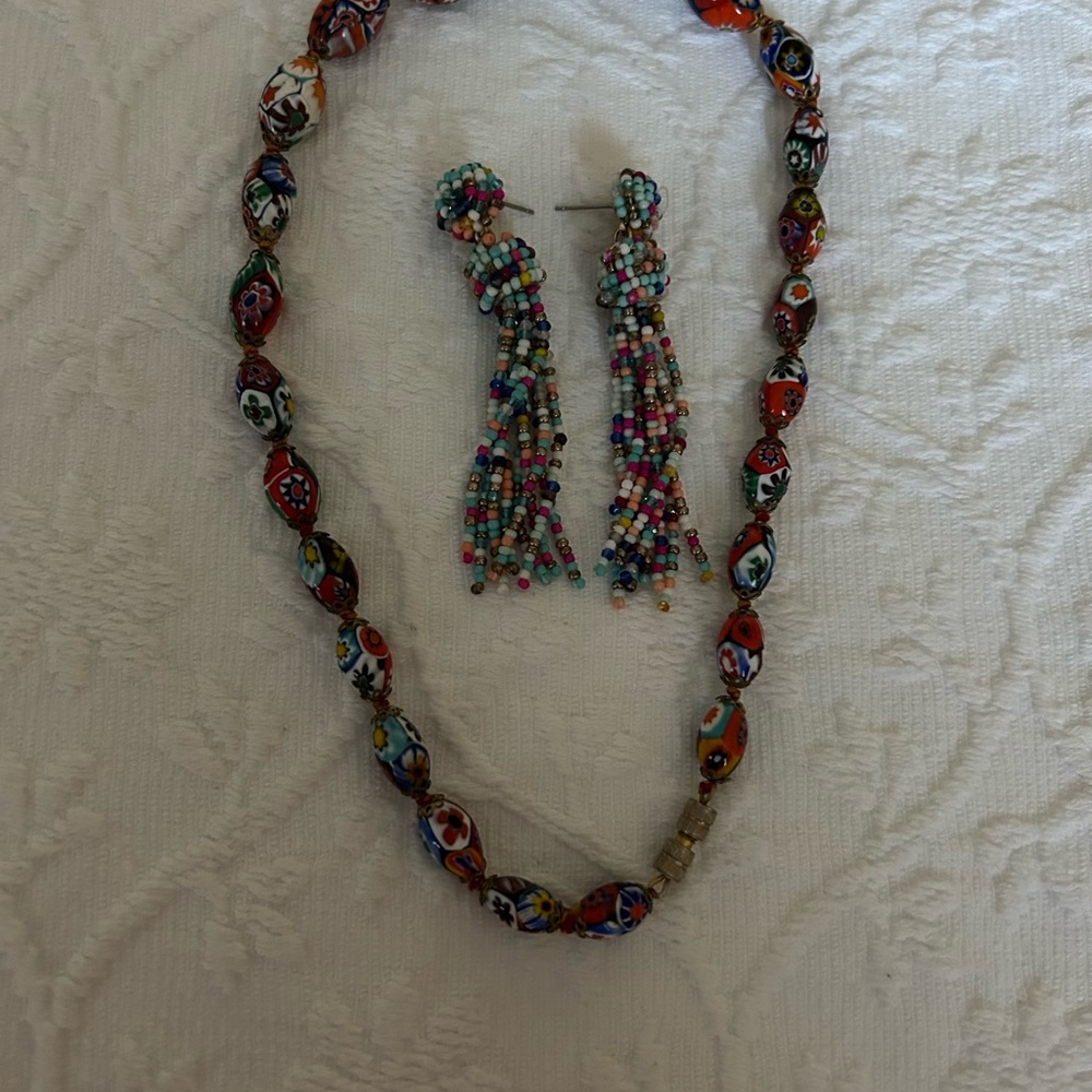 Colorful Beaded Necklace and Earring Set